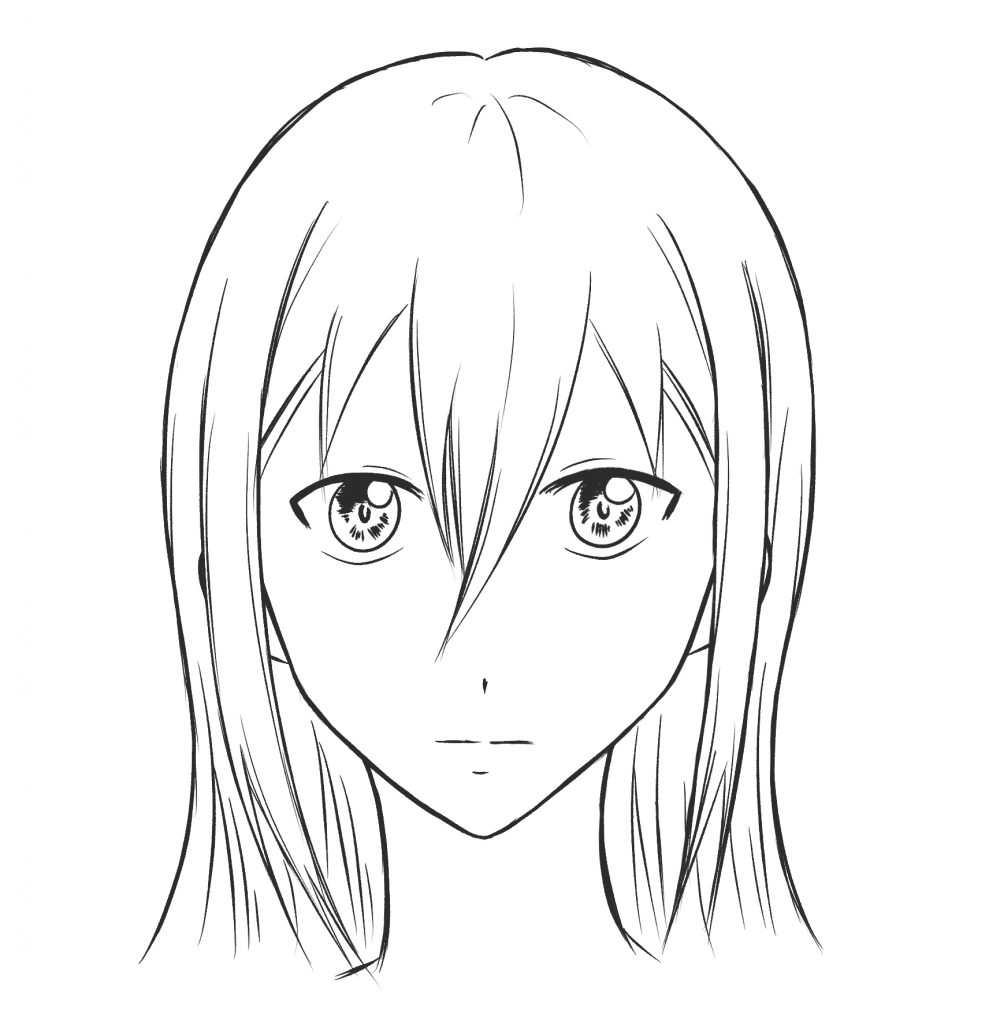 détailler les cheveux sur un visage manga fille