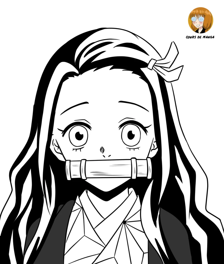 Étape 17 du tuto pour dessiner Nezuko - colorier l'intérieur des cheveux